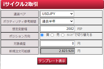 「iサイクル2取引」ボラティリティ方式